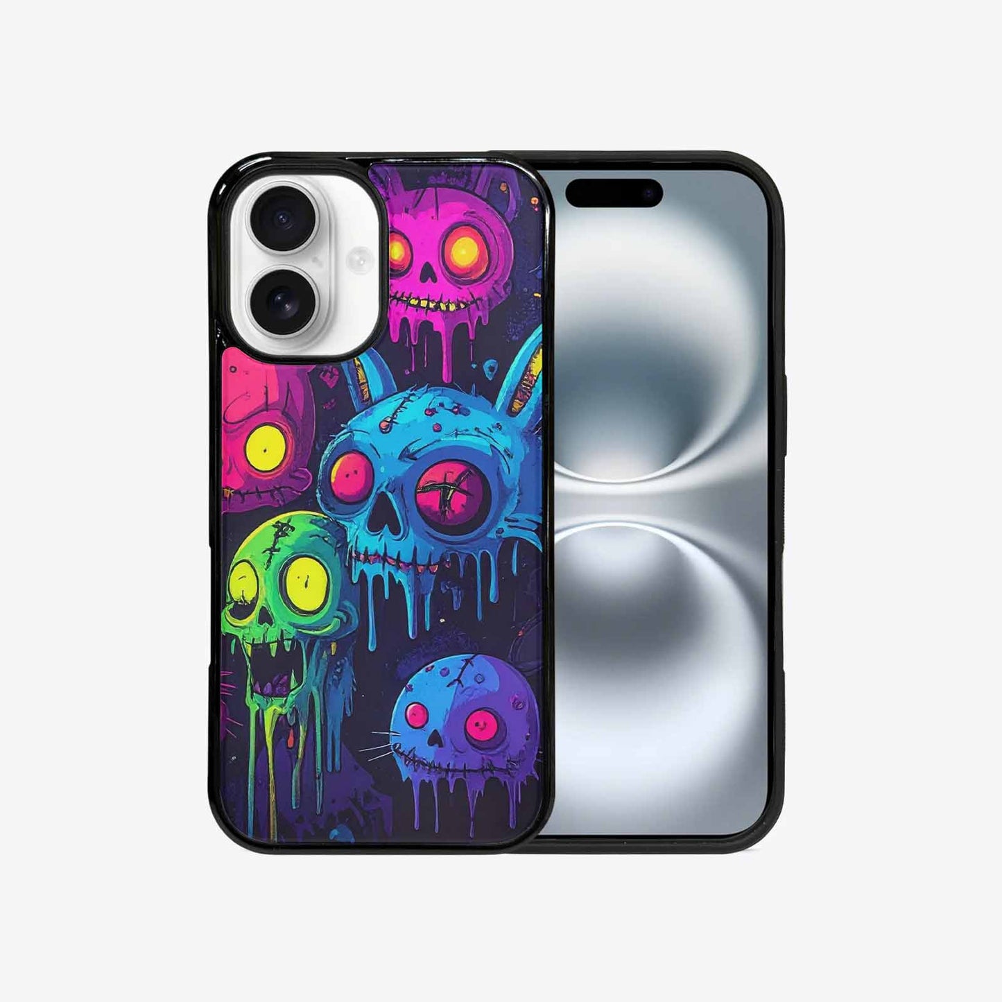 iPhone 16 Case — Mixed Toxic Glow Creature Pattern Hundreds, Personalized Phone Case