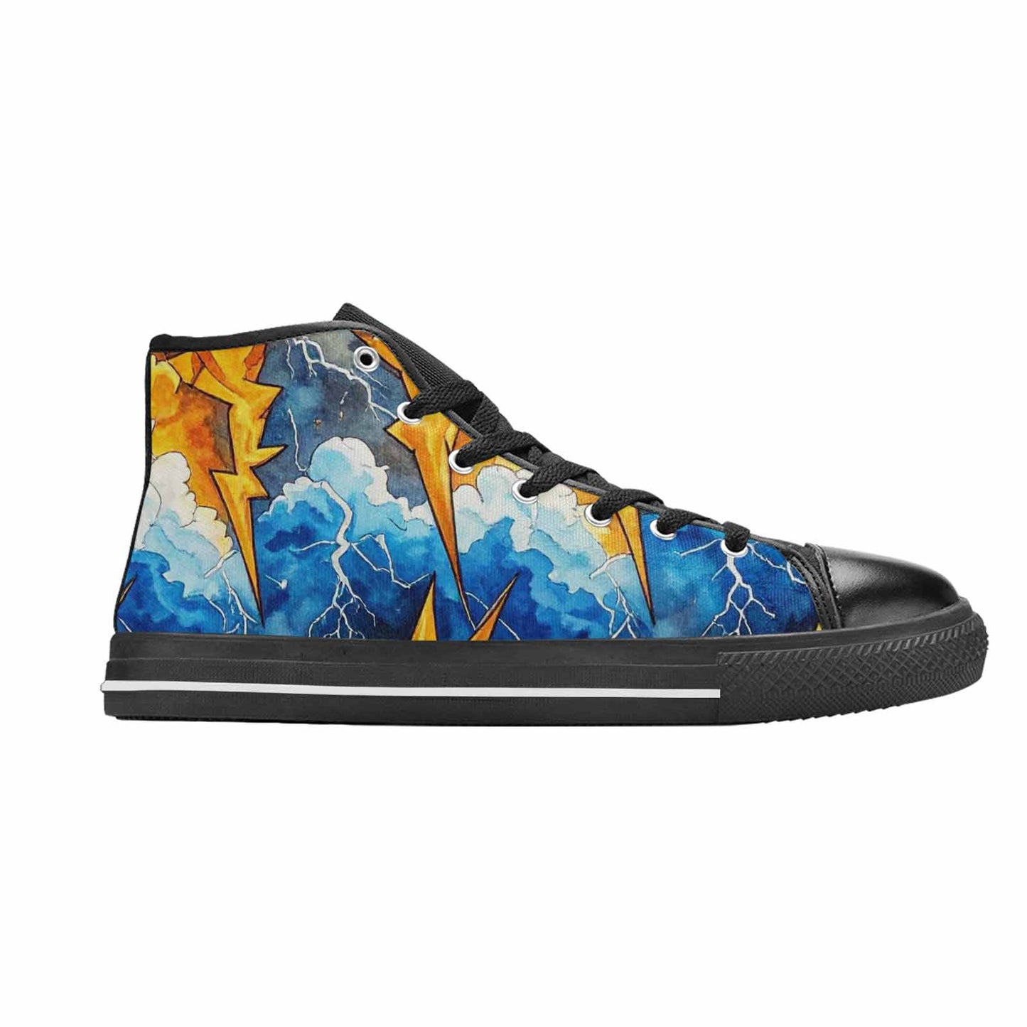 MEN'S Lightning Bolt High Top Canvas Vivid Custom Shoes