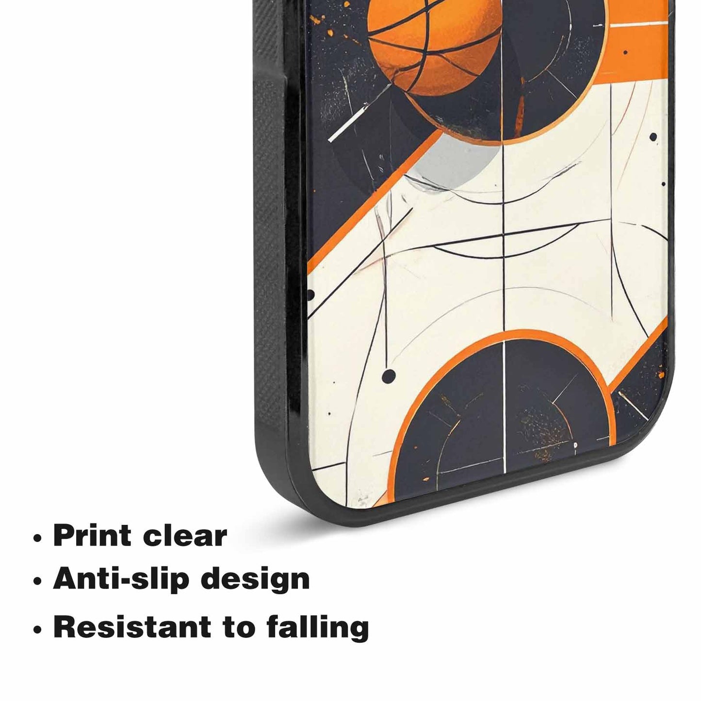 iPhone 15 Plus Case — Basketball Pattern Court Lines And Balls, Custom Printed Phone Case