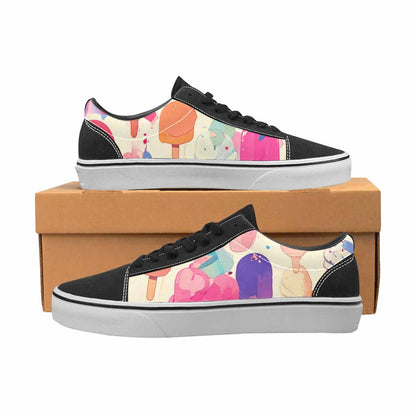 WOMEN'S Ice Cream Motif Ice Lace-Up Canvas Melting Art Custom Sneakers
