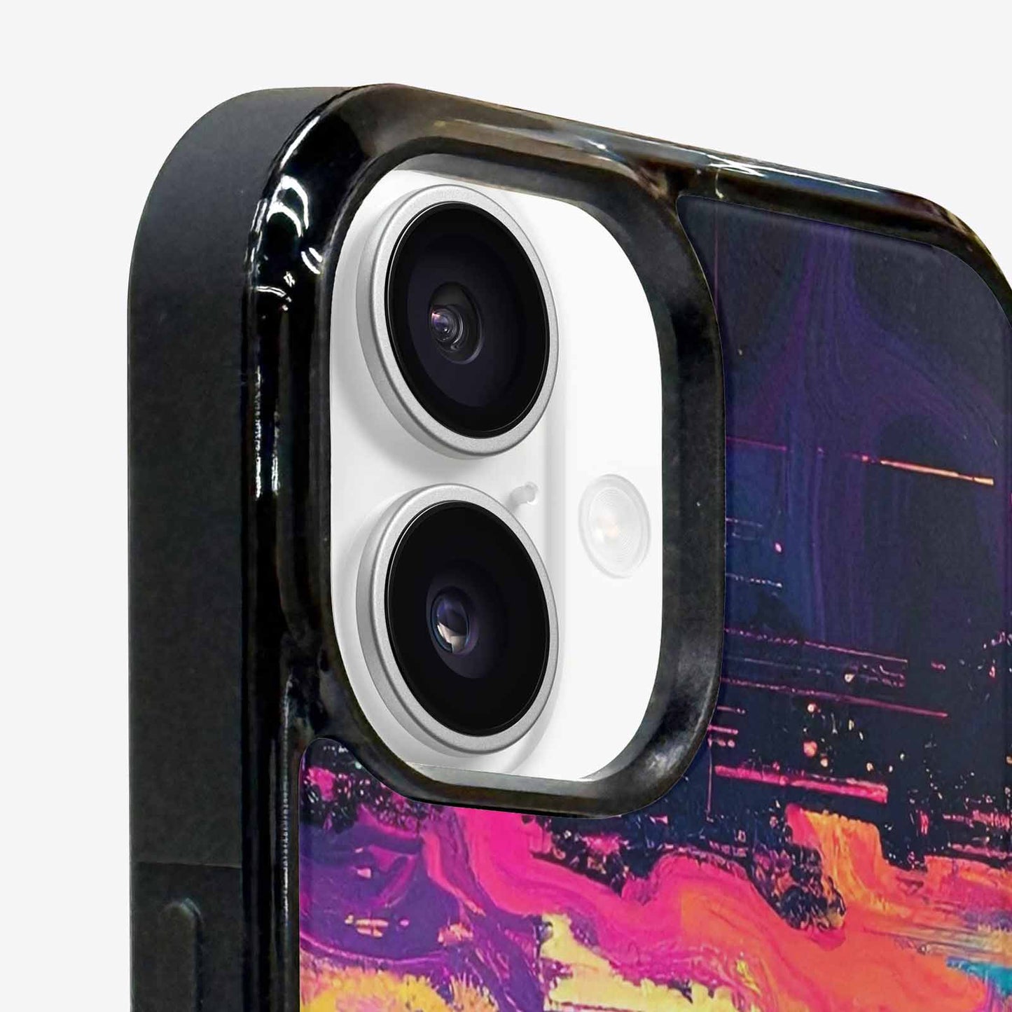 iPhone 16 Case — Glitch Dark Art Seamless Pattern Vibrant, Custom Art Phone Cover