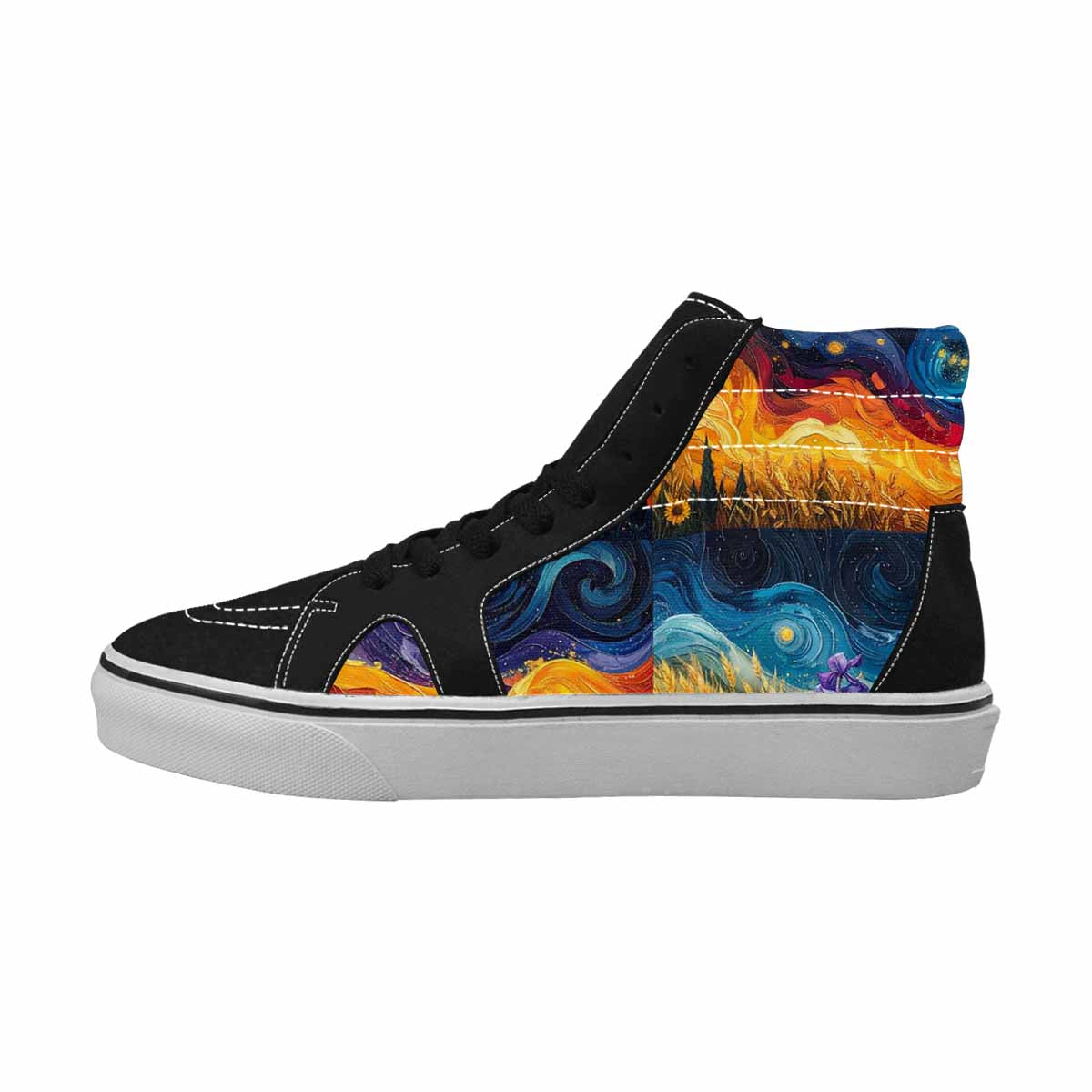 WOMEN'S Van Gogh-Style Swirl High Top Canvas Vivid Shoes