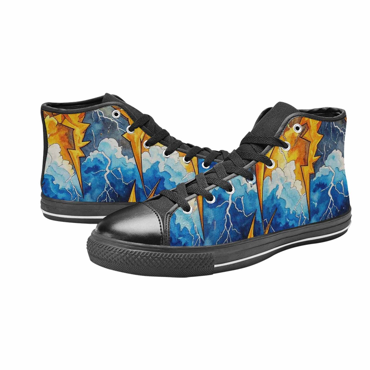 MEN'S Lightning Bolt High Top Canvas Vivid Custom Shoes