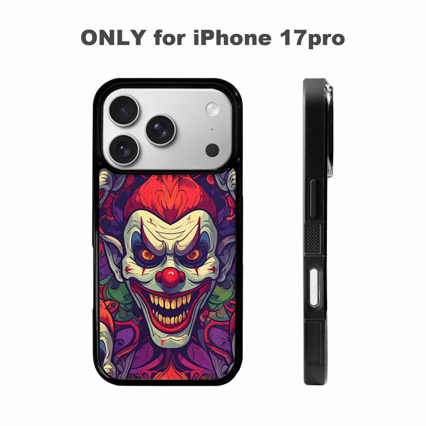 iPhone 17 Pro Case — Evil Circus Heads Faces Overlapping Cartoon, Customized Protective Case