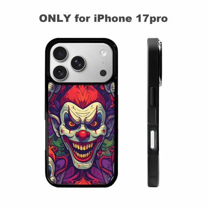 iPhone 17 Pro Case — Evil Circus Heads Faces Overlapping Cartoon, Customized Protective Case