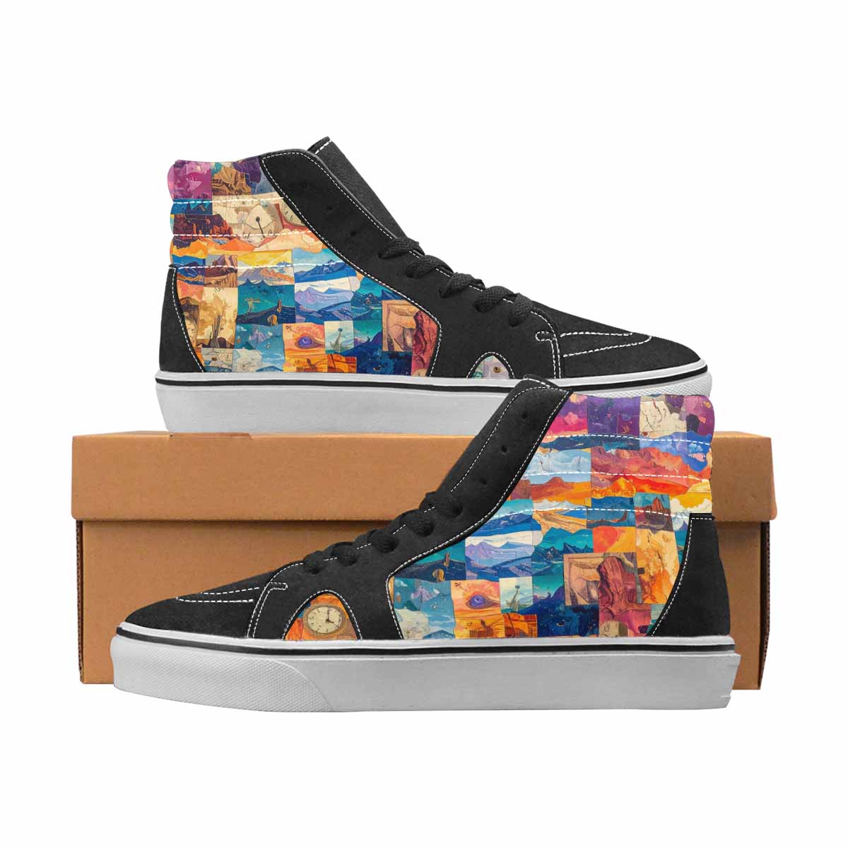 WOMEN'S Surrealist Full Color High Top Canvas Artist-designed Cottagecore Handmade Custom Shoes