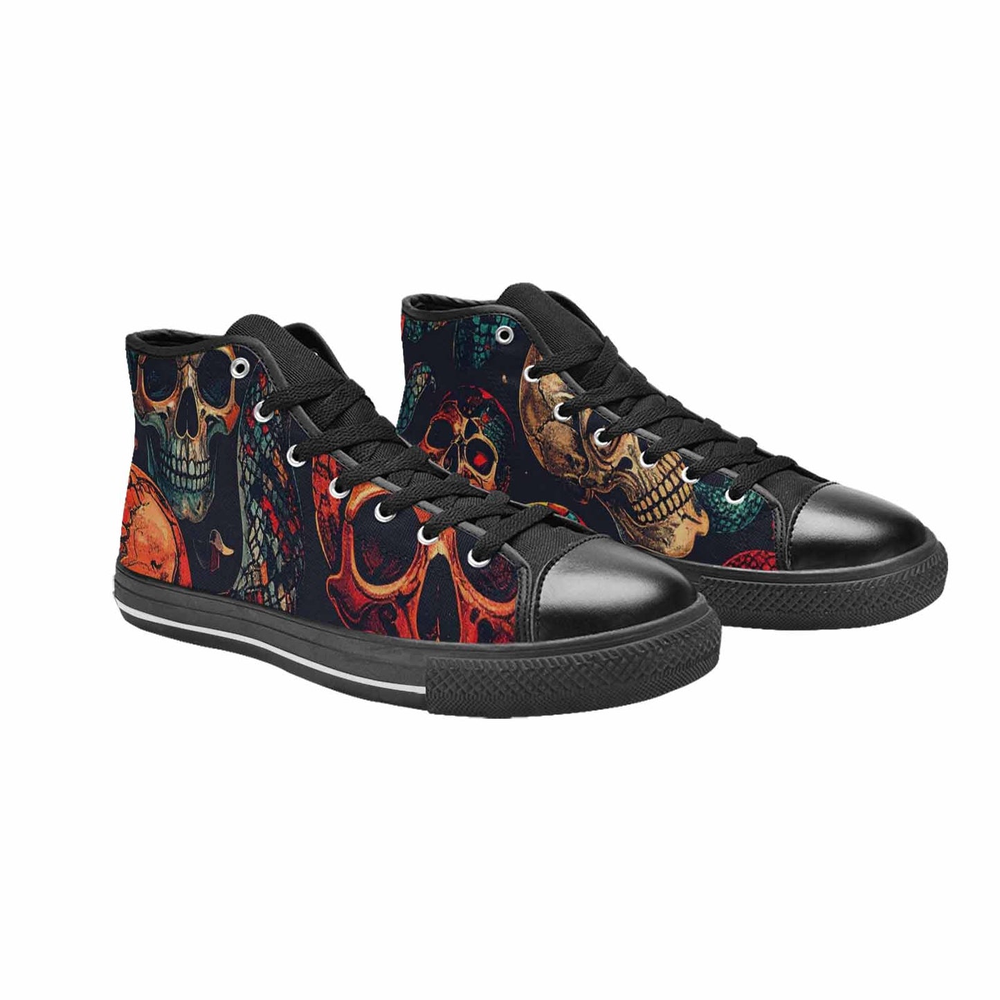 WOMEN'S Snake Skulls Print High Top Canvas Dark Academia Shoes