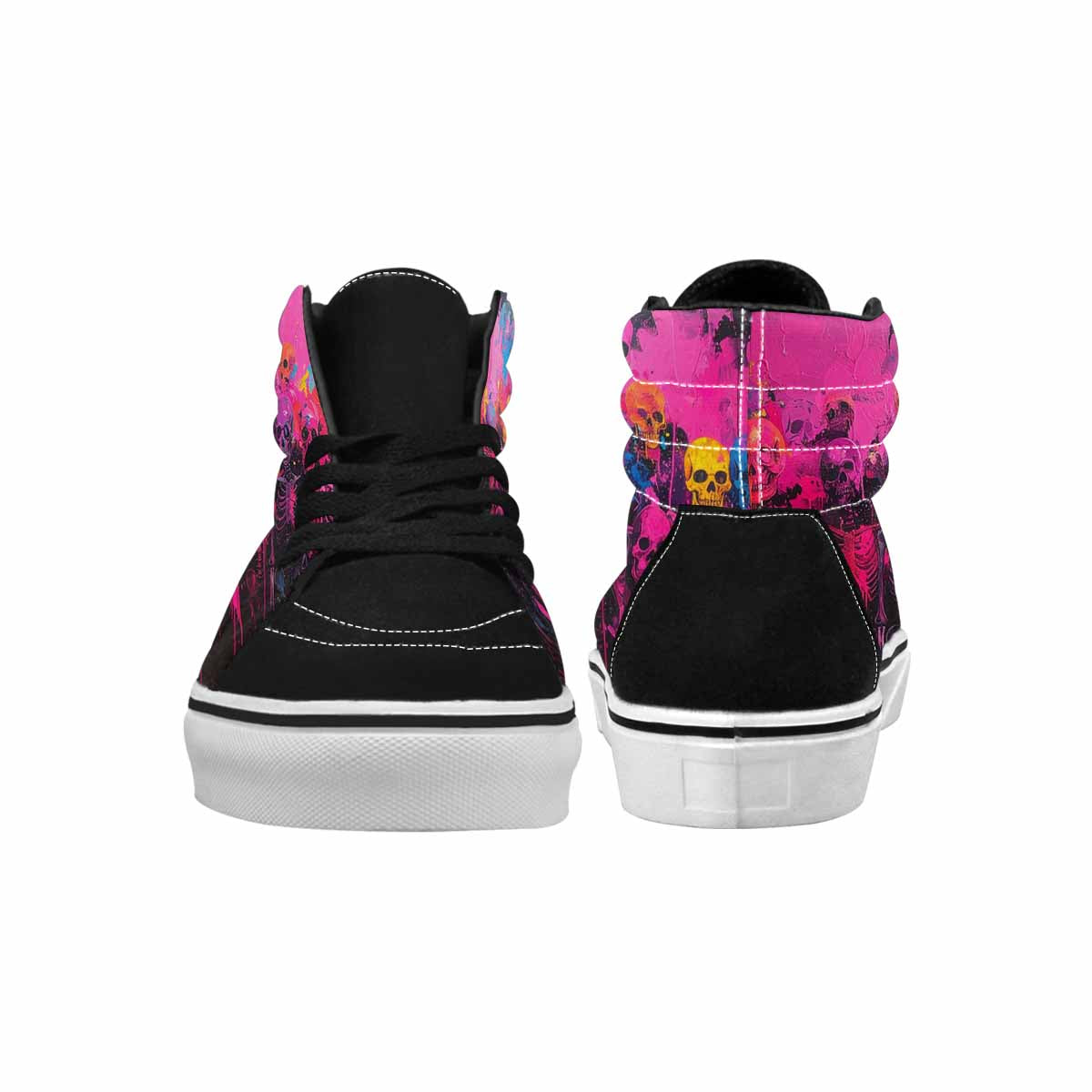 MEN'S Skeletons  Neon Pink High Top Canvas Y2K Custom Shoes