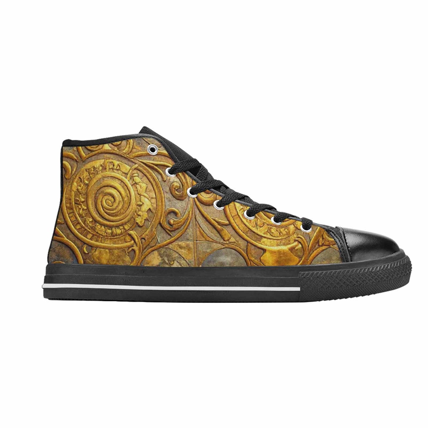 MEN'S Klimt-Style Gold Leaf High Top Canvas Vibrant Chaos Custom Shoes