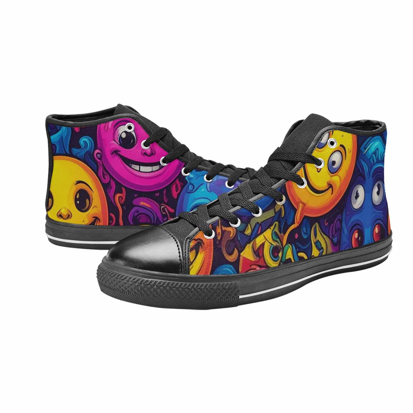 WOMEN'S Funny Looking Cartoon High Top Canvas Neon Fantasy Custom Sneakers