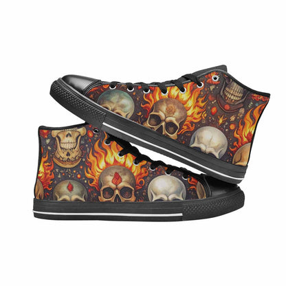 MEN'S Skulls - Flaming High Top Canvas Aesthetic Custom Sneakers