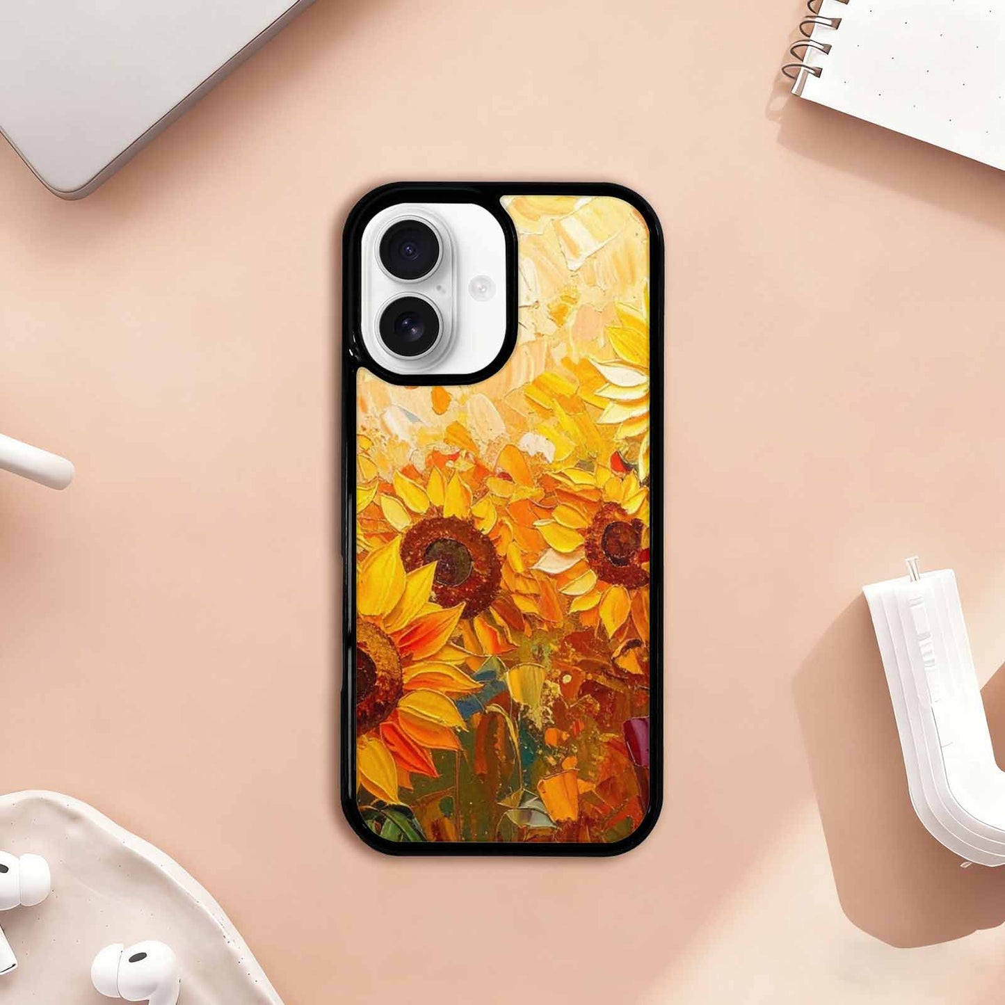iPhone 17 Case — Impressionist Sunflower Brushstroke Pattern Floral, Custom Art Phone Cover