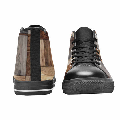 WOMEN'S Wood Grain Texture High Top Canvas Vivid Custom Shoes