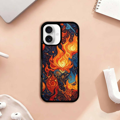 iPhone 17 Case — Small Fire Flame Pattern, Original Art, Custom Printed Phone Case