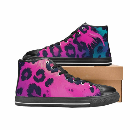 MEN'S Leopard Melting Neon High Top Canvas Surreal Sneakers