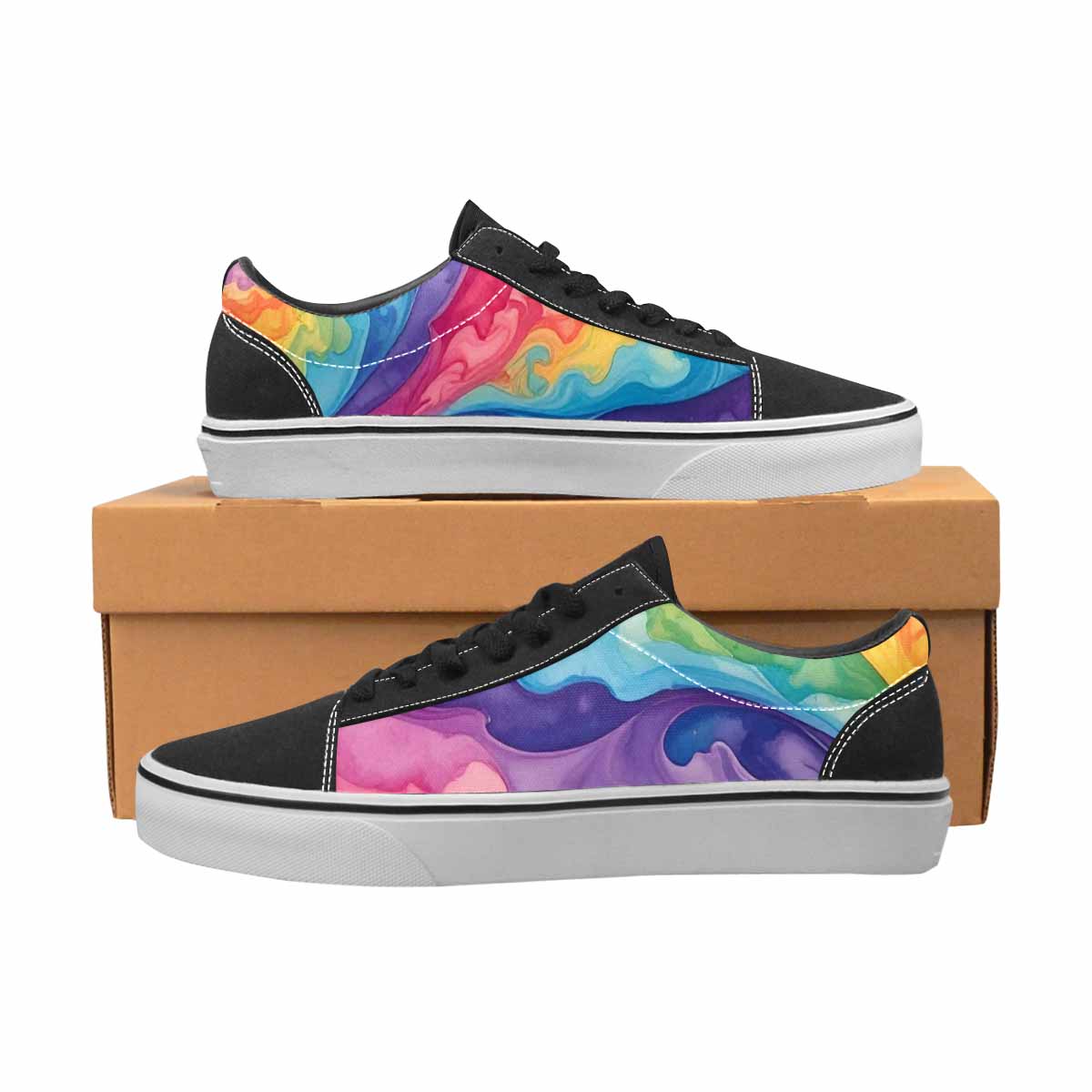 WOMEN'S Tie Lace-Up Canvas Melting Art Custom Sneakers