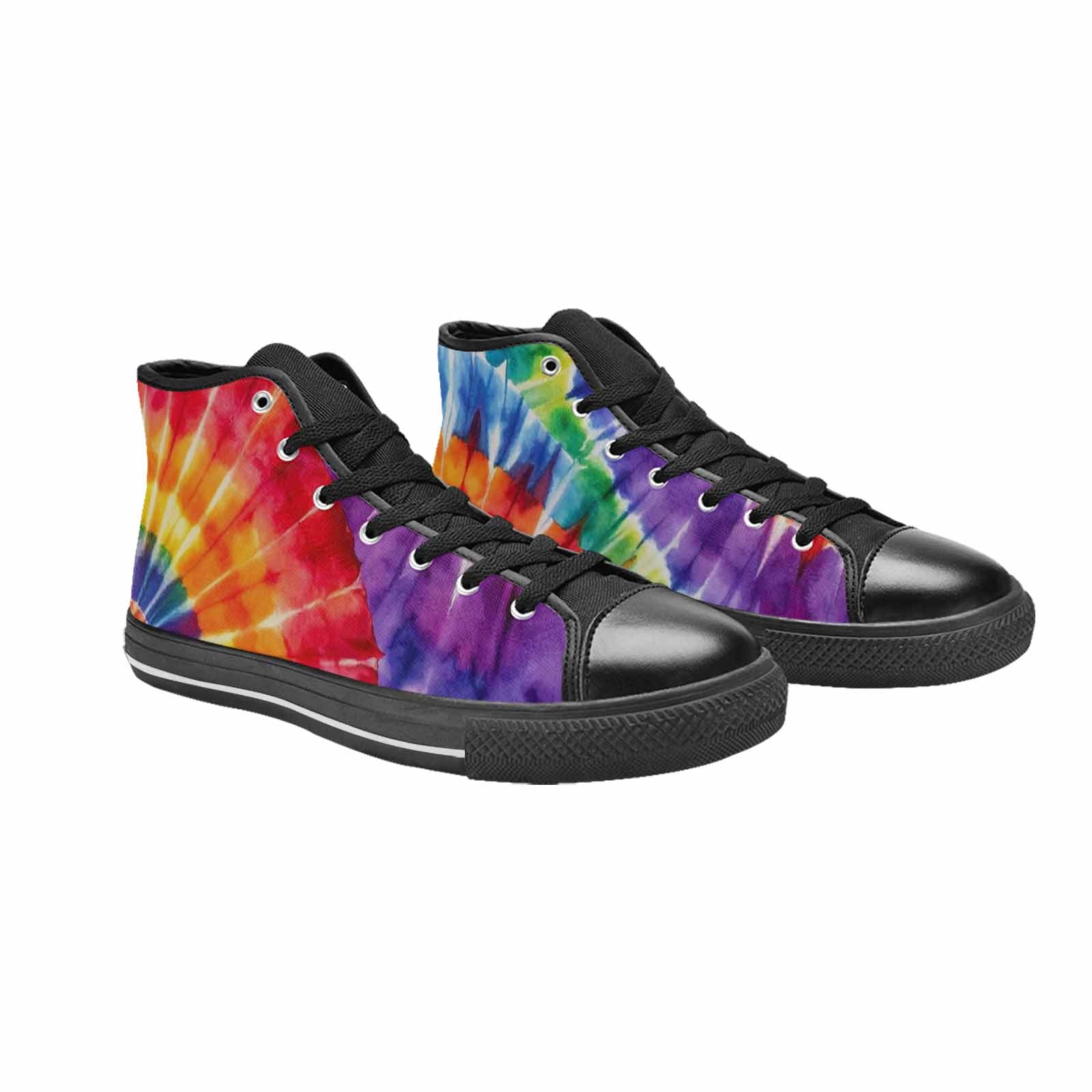 MEN'S Tie Dye Rainbow Spiral High Top Canvas Y2K Custom Shoes