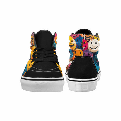 MEN'S Smiley Faces High Top Canvas Vibrant Chaos Custom Sneakers