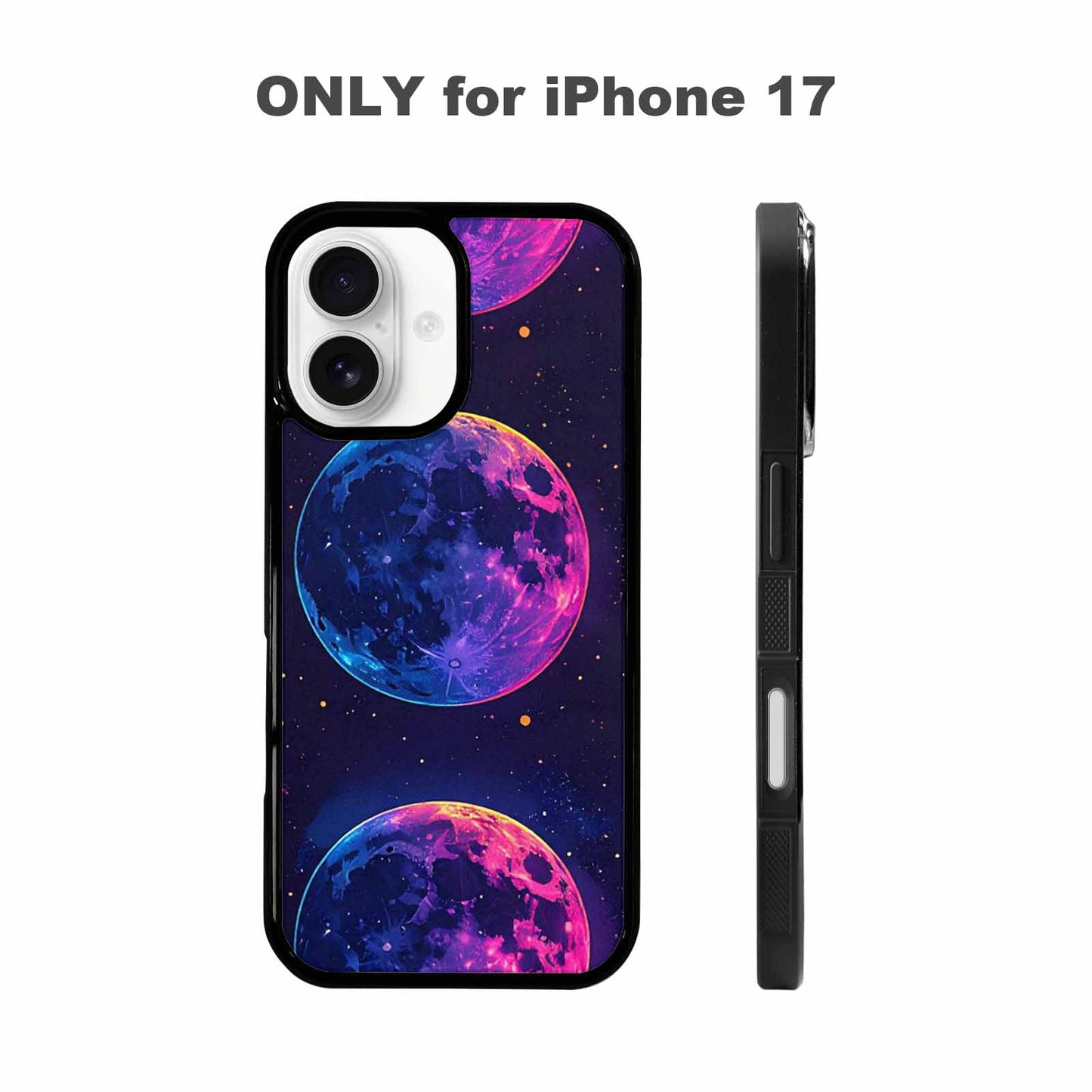 iPhone 17 Case — Neon Winter Moon Cartoon Cute, Custom Print Case Cover