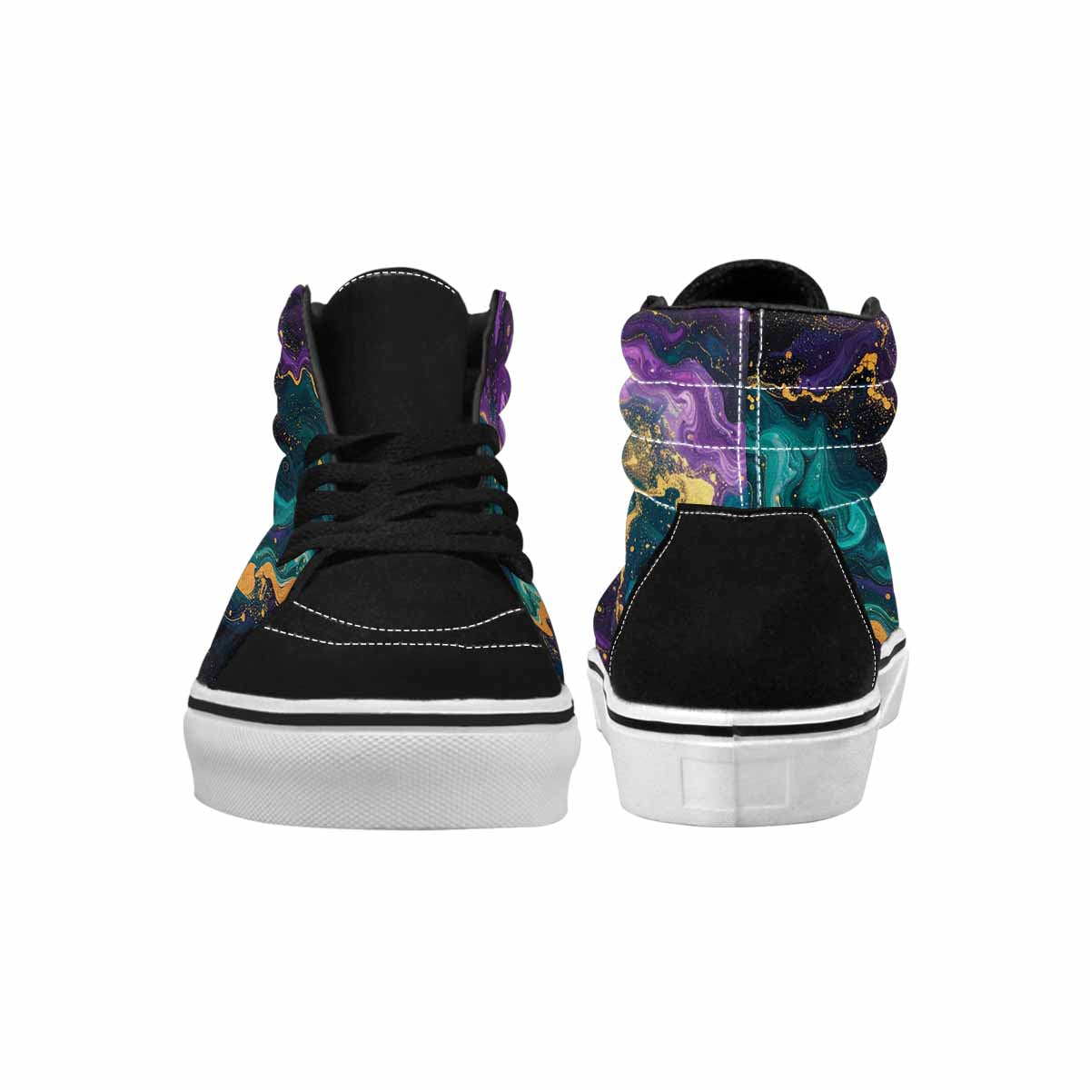 MEN'S Marble Galaxy Swirl High Top Canvas Vibrant Chaos Custom Sneakers