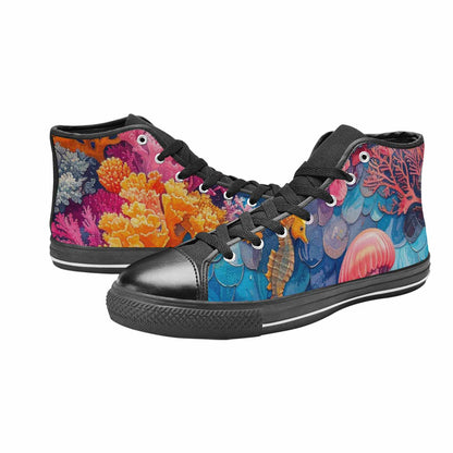 WOMEN'S Fish Scale Coral High Top Canvas Surreal Sneakers