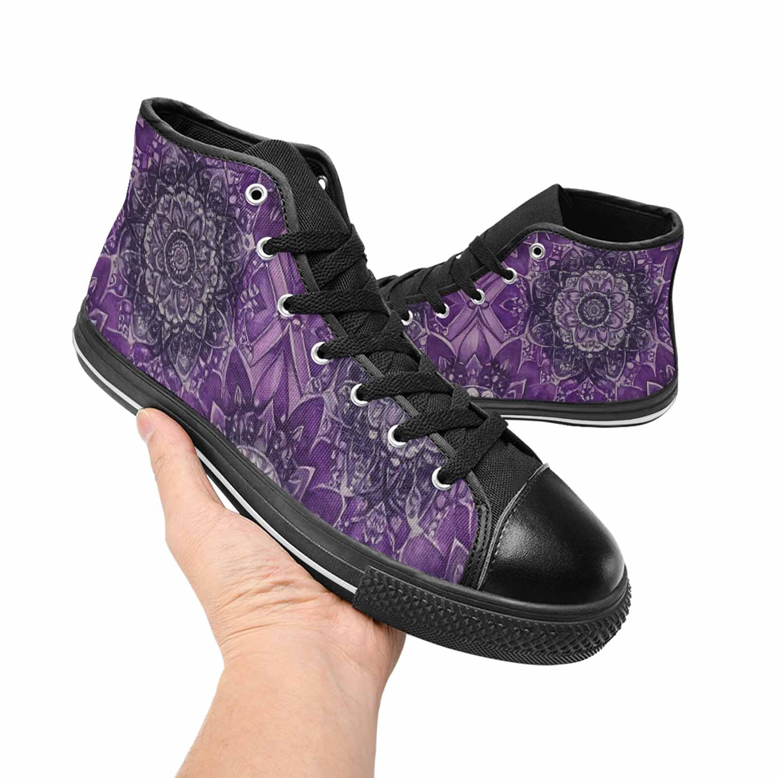WOMEN'S Mandala High Top Canvas Vibrant Chaos Sneakers