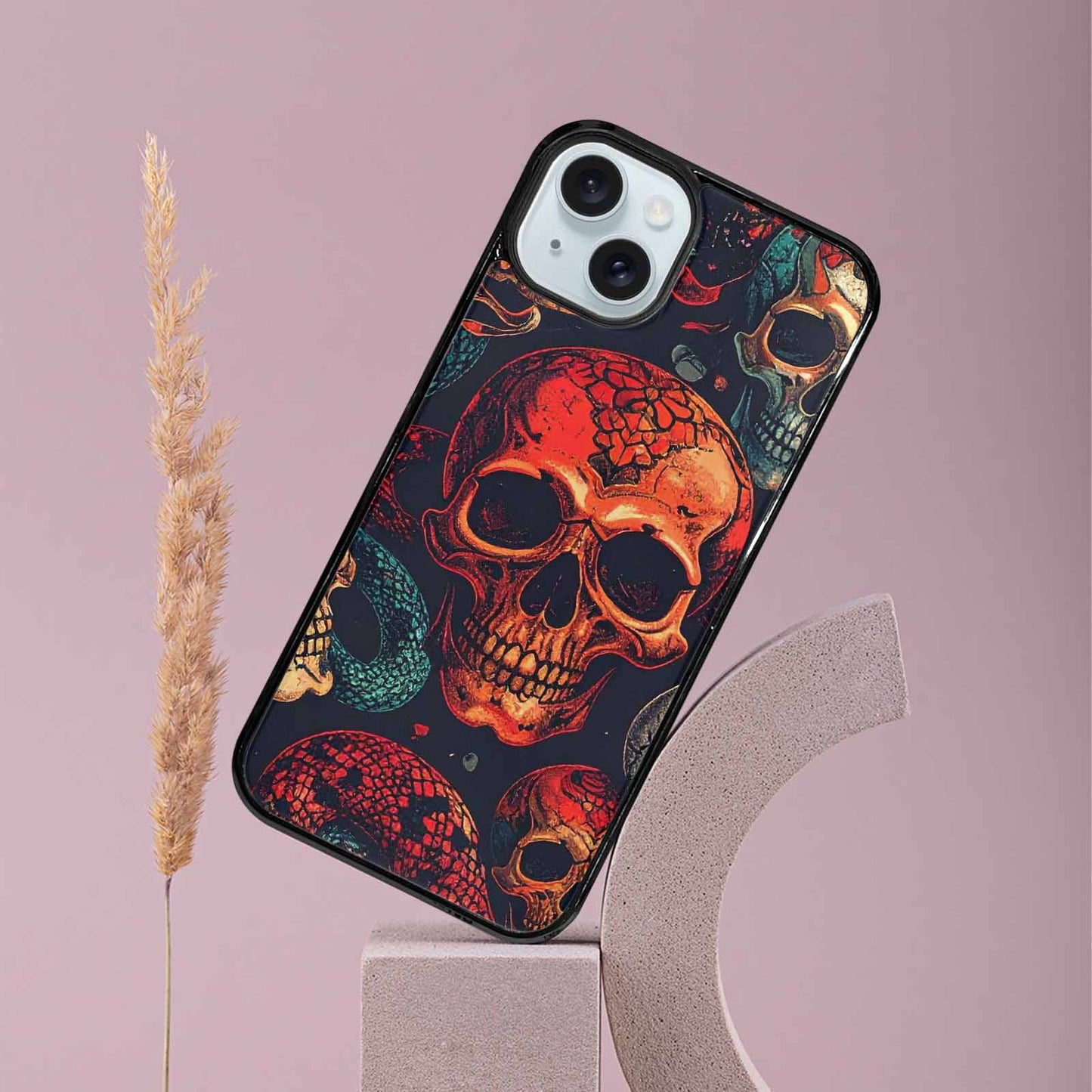 iPhone 15 Plus Case — Snake Skulls Print Custom, Custom Print Case Cover