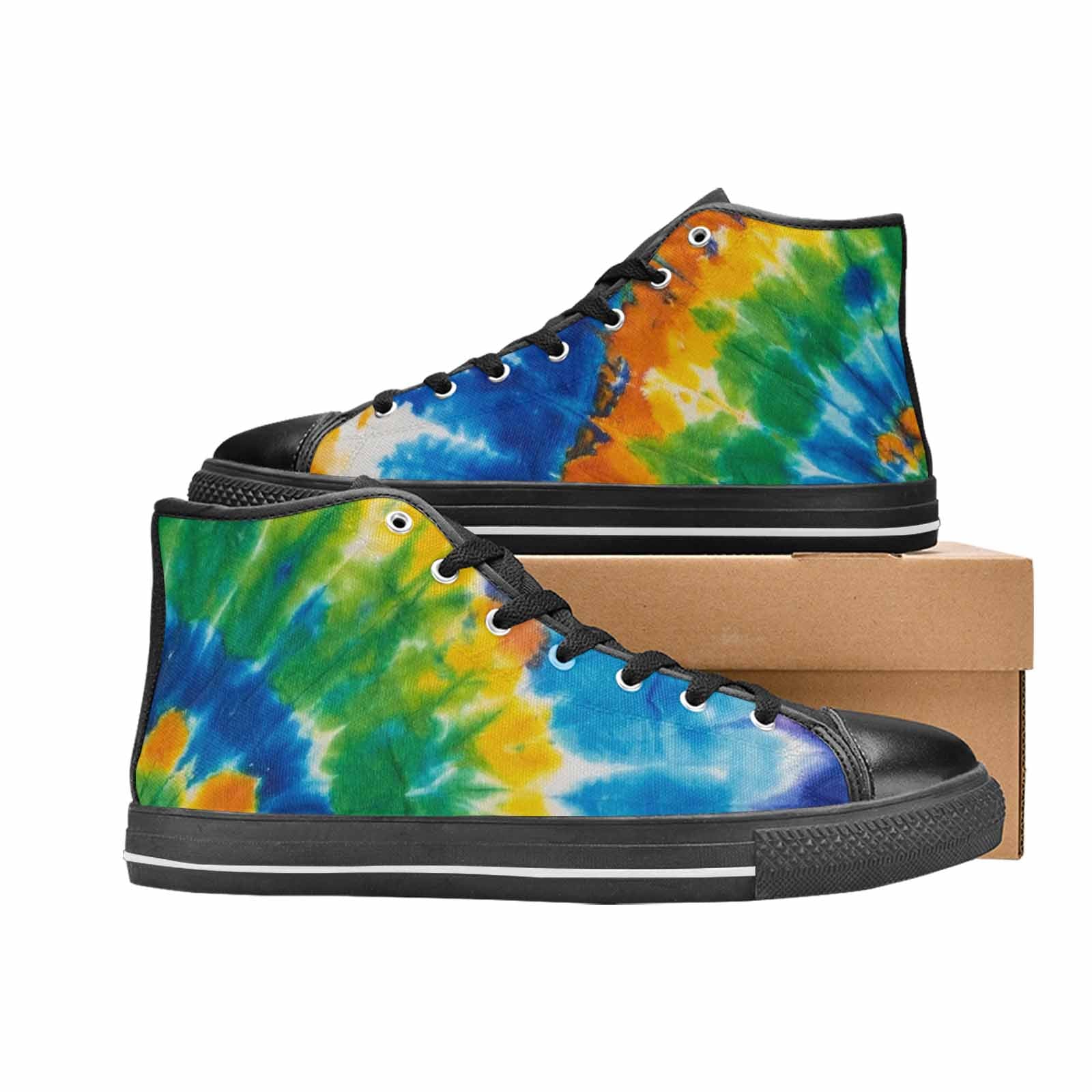 WOMEN'S Tie Dye Color Twist High Top Canvas Cottagecore Custom Sneakers