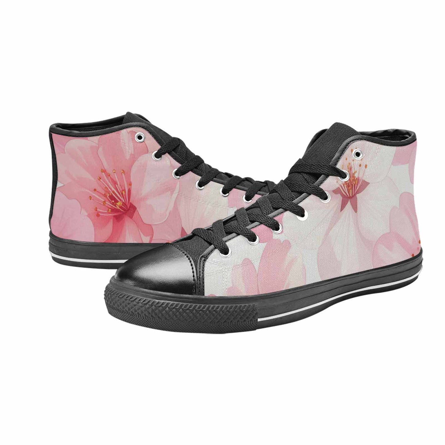 WOMEN'S Japanese Cherry Blossom High Top Canvas Wallpaper Art Sneakers