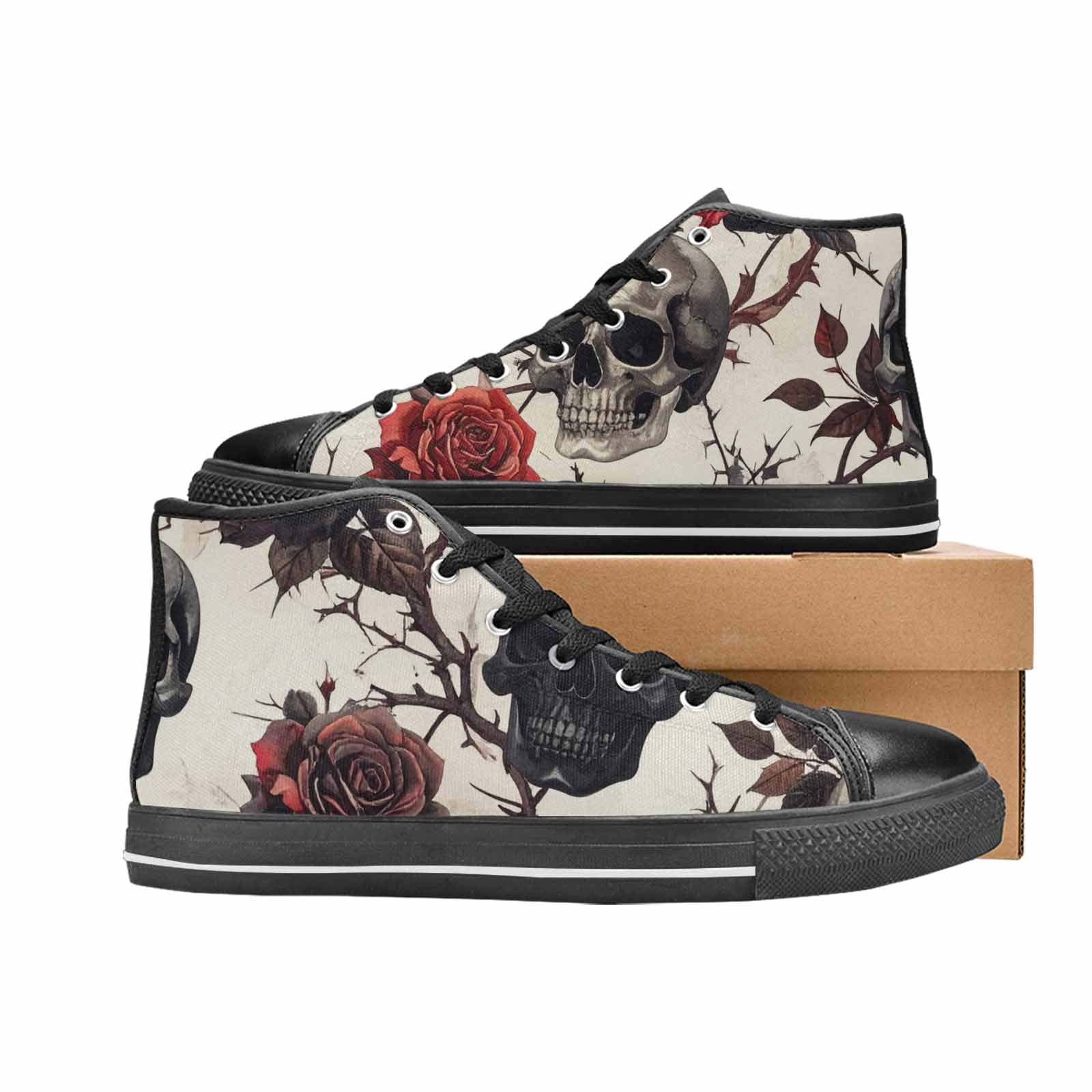MEN'S Skulls - Roses High Top Canvas Neon Fantasy Sneakers