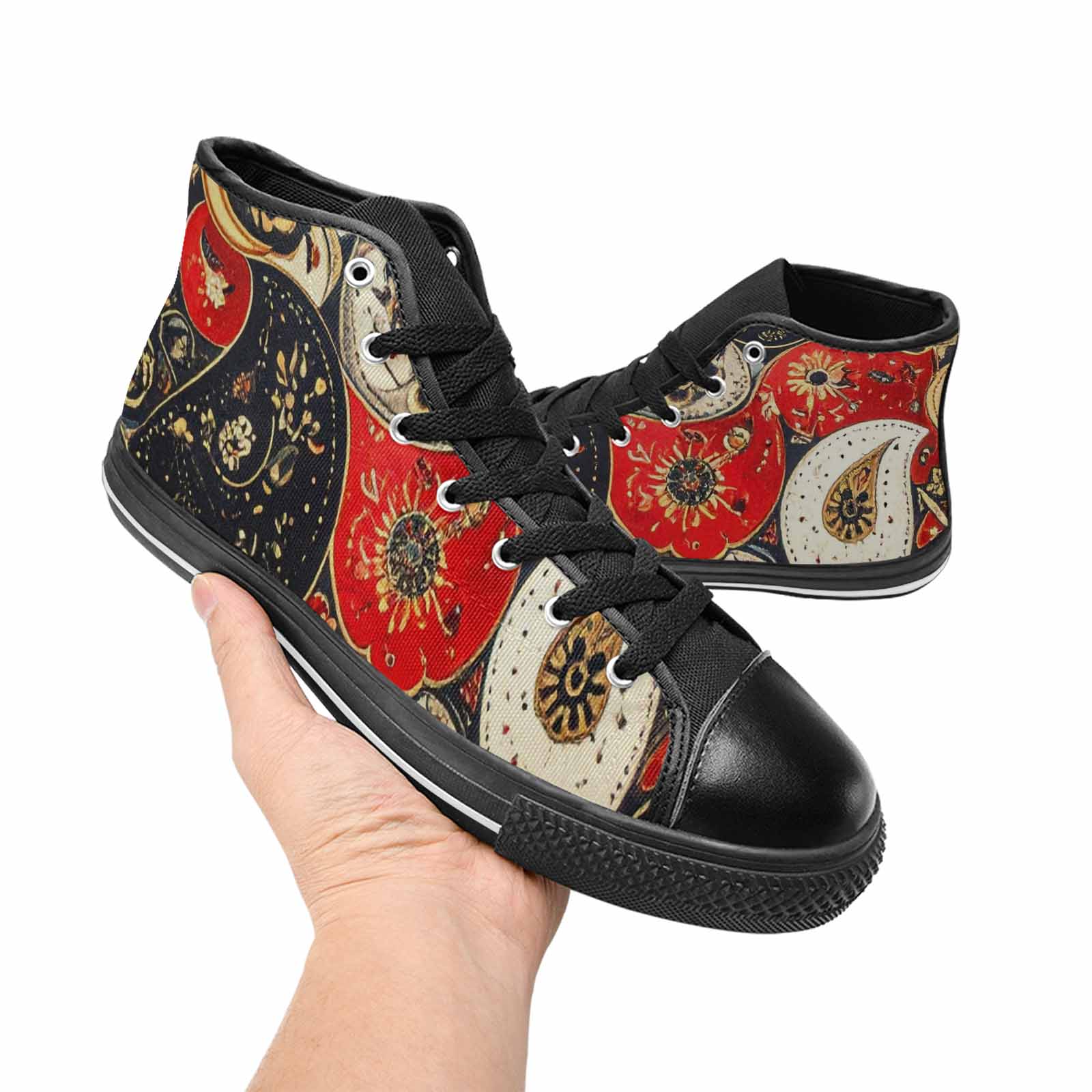 WOMEN'S Paisley Bandana High Top Canvas Grunge Shoes