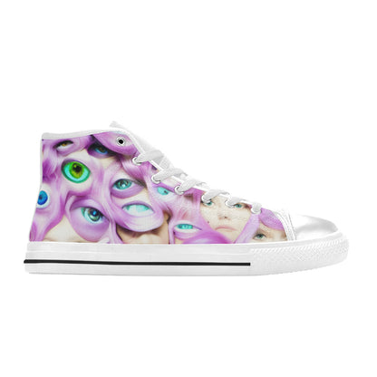 WOMEN'S Cc Wall Eyes Trippy High Top Canvas Vibrant Chaos Custom Sneakers