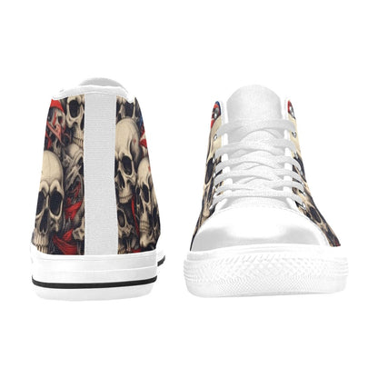 WOMEN'S Patriotic Skull Flag High Top Canvas Cottagecore Shoes