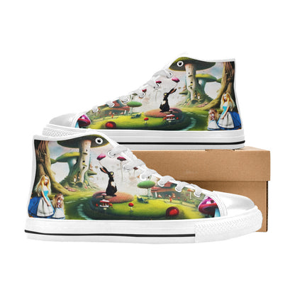 WOMEN'S Freaky World Wonderland Distorted High Top Canvas Grunge Shoes