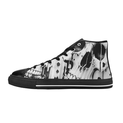 MEN'S Cc Grey Skull Art High Top Canvas Vivid Sneakers