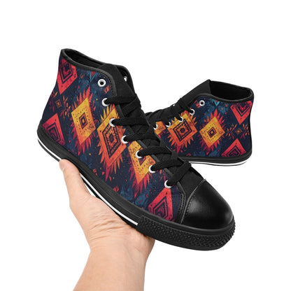 Wild Tribal Ripple 2 Women's High Top Canvas Shoes