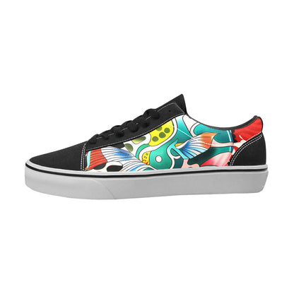MEN'S Japanese Fish Art 4 Low Top Skateboarding Neon Fantasy Custom Sneakers