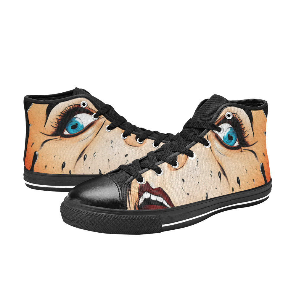 MEN'S Cc Pop Art 3 High Top Canvas Dark Academia Sneakers