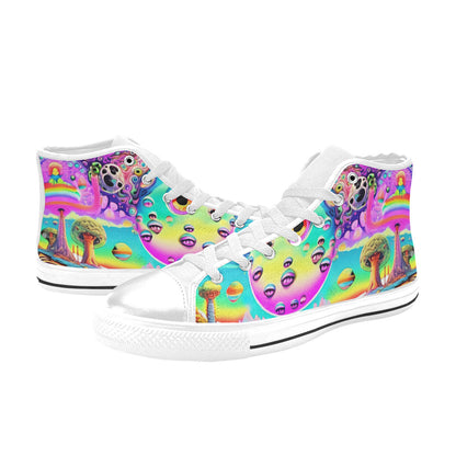 MEN'S Trippy Acid World Art High Top Canvas Vibrant Chaos Sneakers