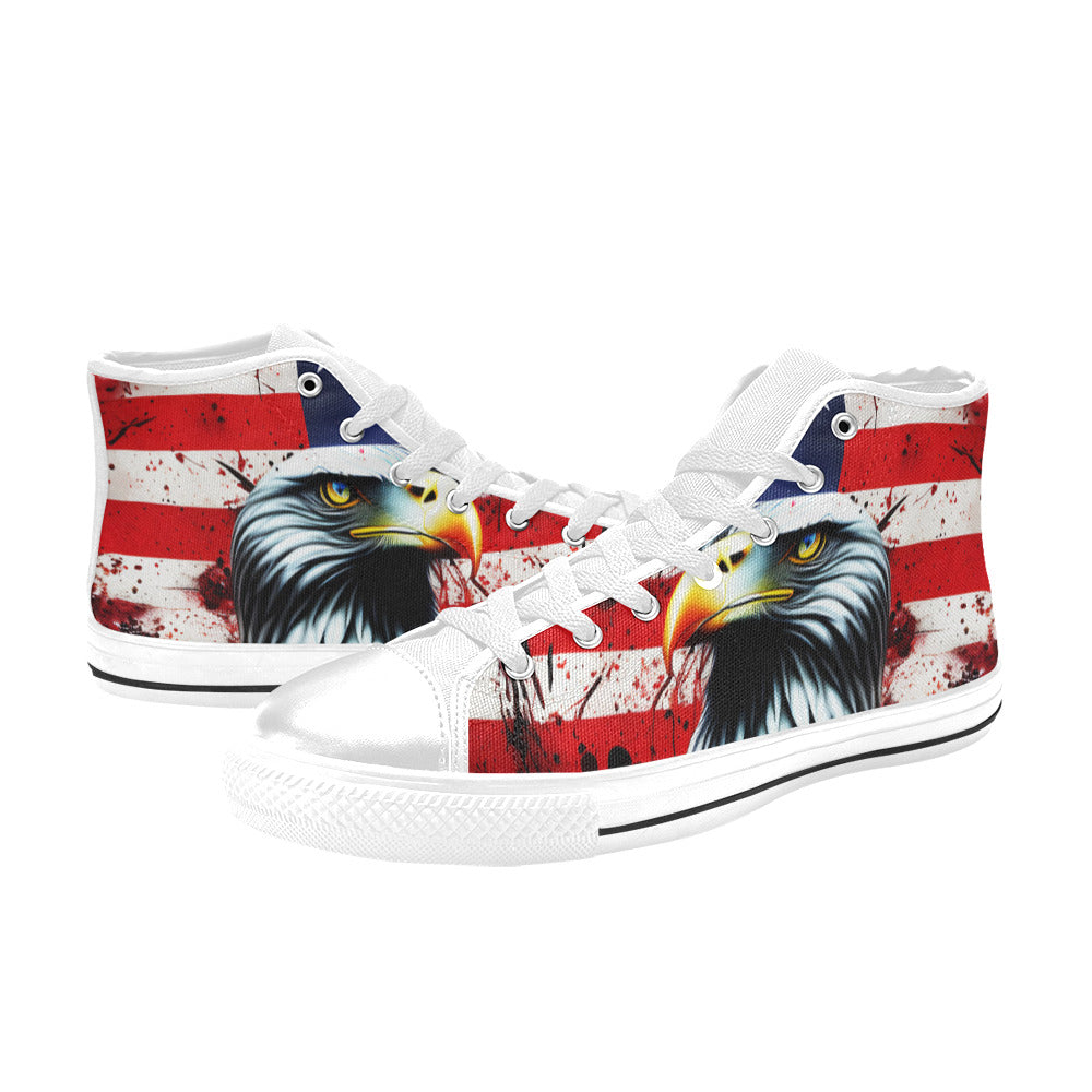 WOMEN'S Patriotic Eagle Distressed High Top Canvas Surreal Sneakers