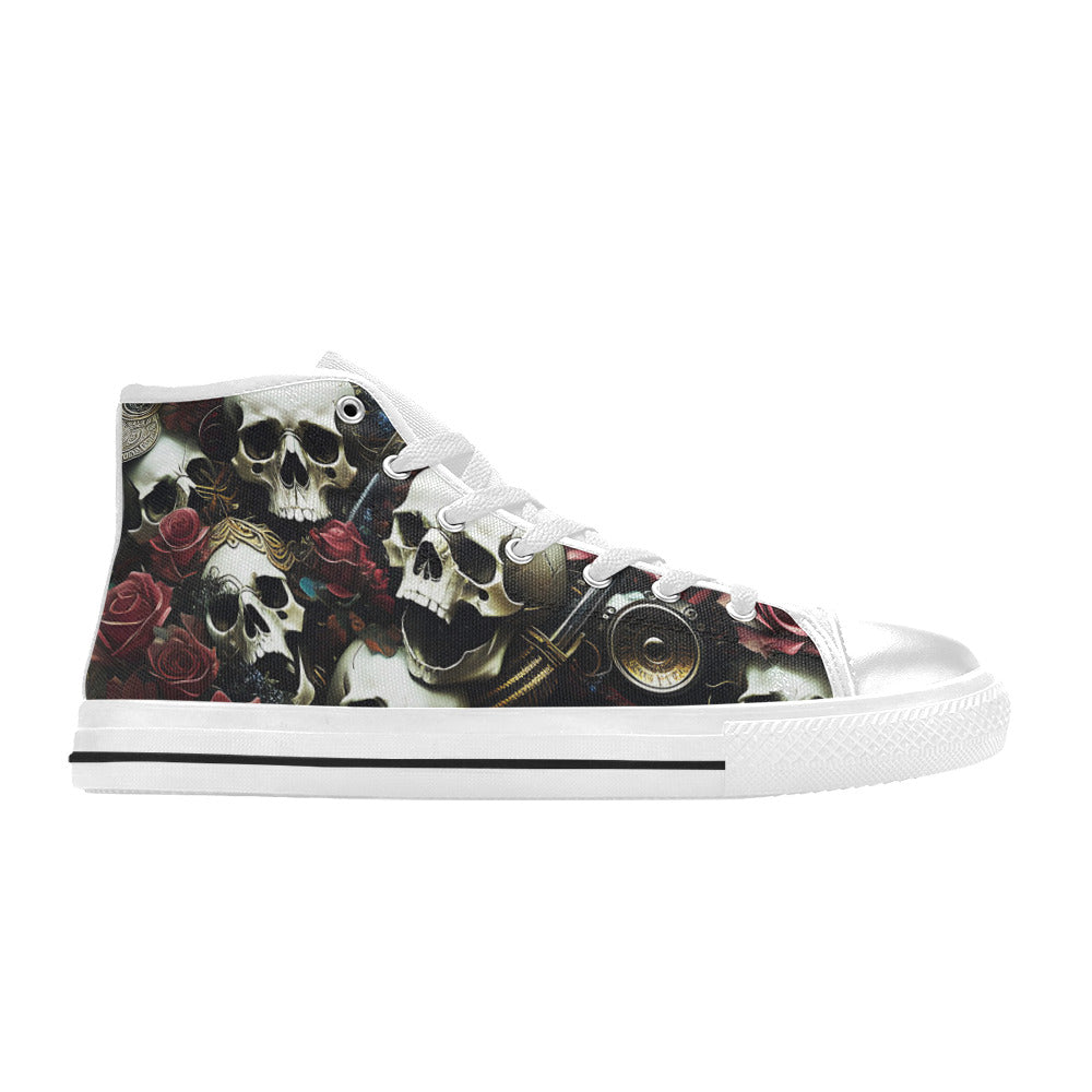 WOMEN'S Rose Skulls Dark 4 High Top Canvas Y2K Custom Shoes