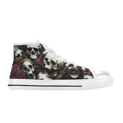 WOMEN'S Rose Skulls Dark 4 High Top Canvas Y2K Custom Shoes