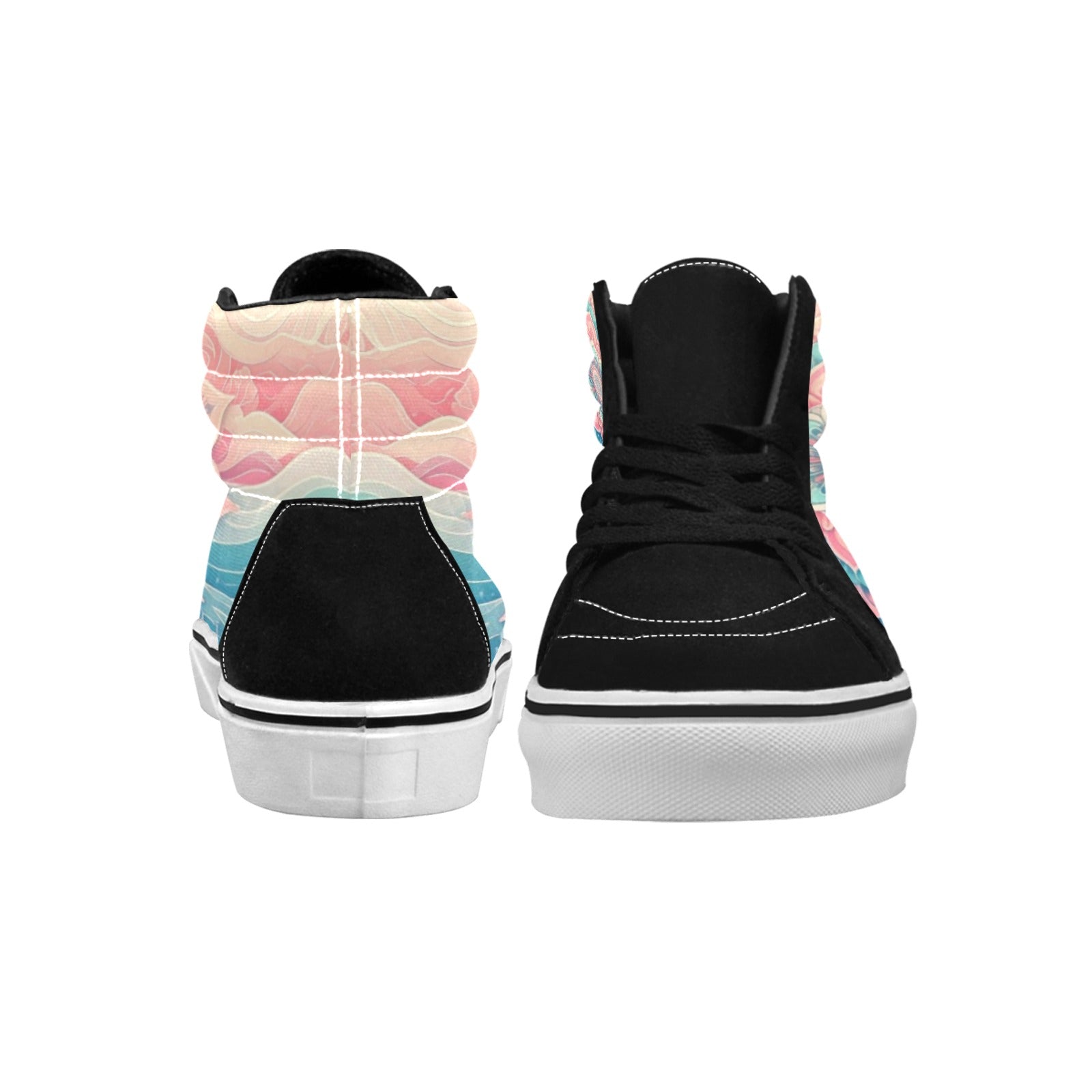 WOMEN'S Pastel Wave Mandala High Top Skateboarding Vivid Sneakers