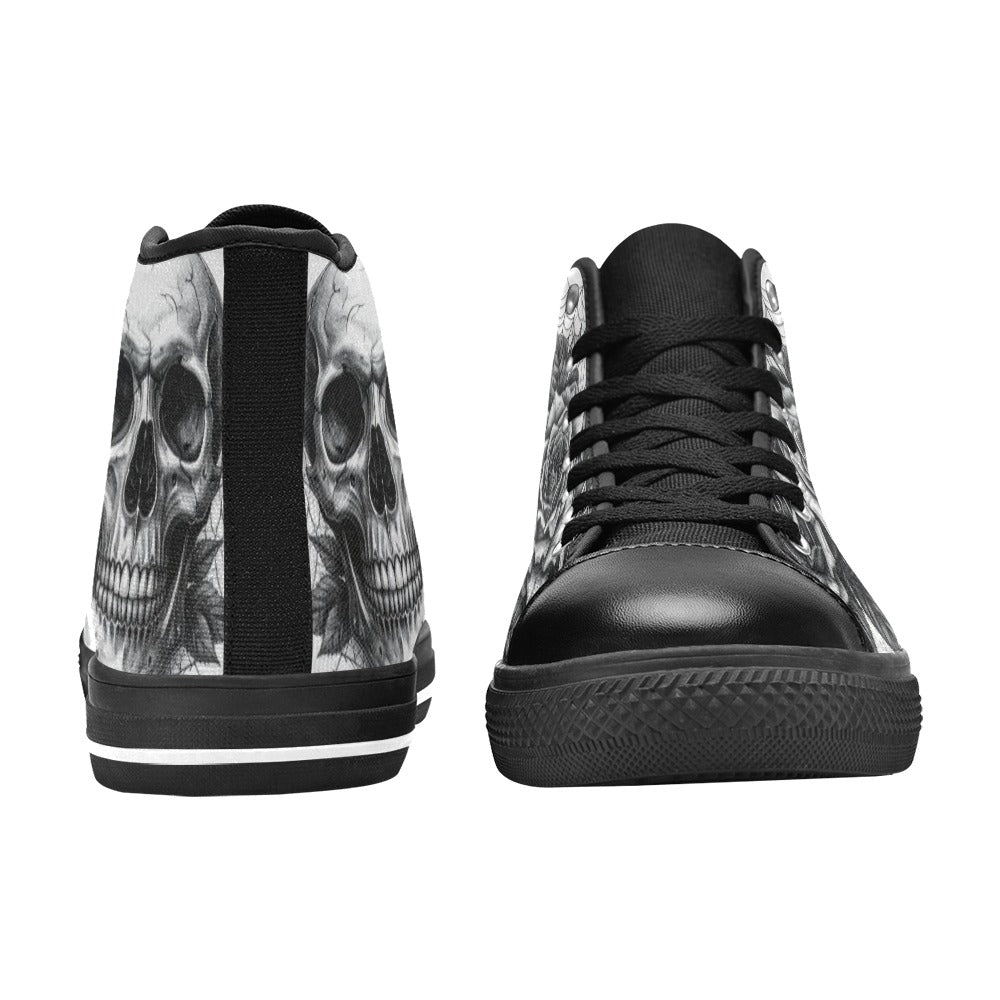 Dark Art Gothic Skull Men's High Top Canvas Shoes | Freaky Shoes®