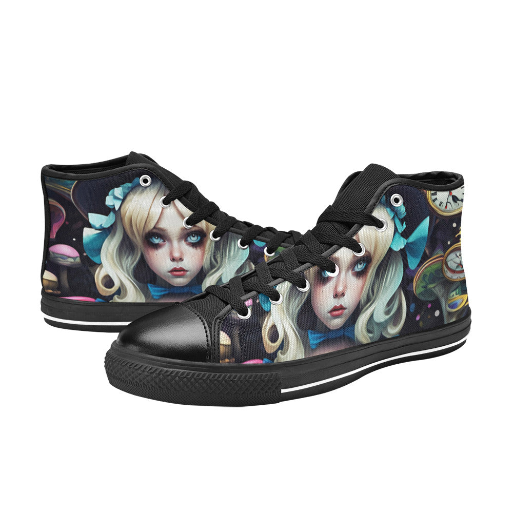 MEN'S Creepy Art Trippy Wonderland High Top Canvas Grunge Shoes