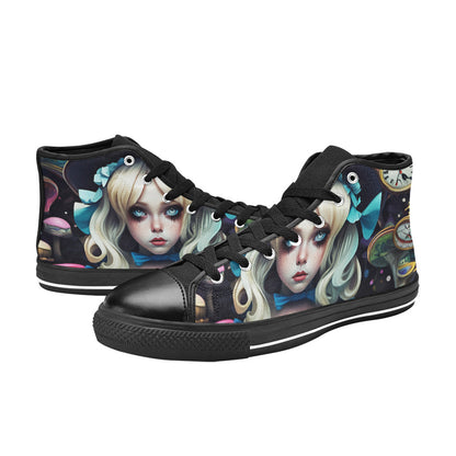 MEN'S Creepy Art Trippy Wonderland High Top Canvas Grunge Shoes