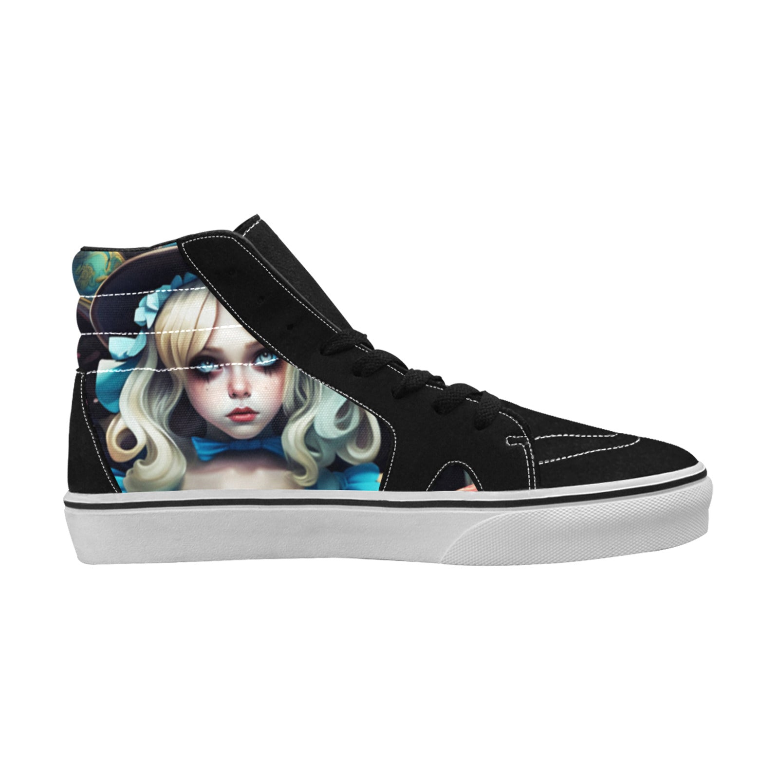 WOMEN'S Creepy Art Trippy Wonderland High Top Skateboarding Grunge Custom Sneakers