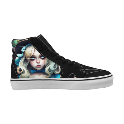 WOMEN'S Creepy Art Trippy Wonderland High Top Skateboarding Grunge Custom Sneakers