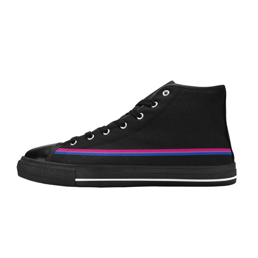 WOMEN'S Bi Flag 3 Pride LGBT High Top Canvas Custom Shoes