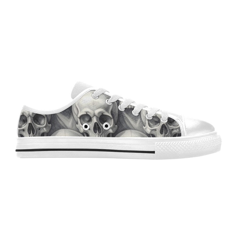 KIDS' Hyper Realistic Skull Low Top Canvas Neon Fantasy Shoes
